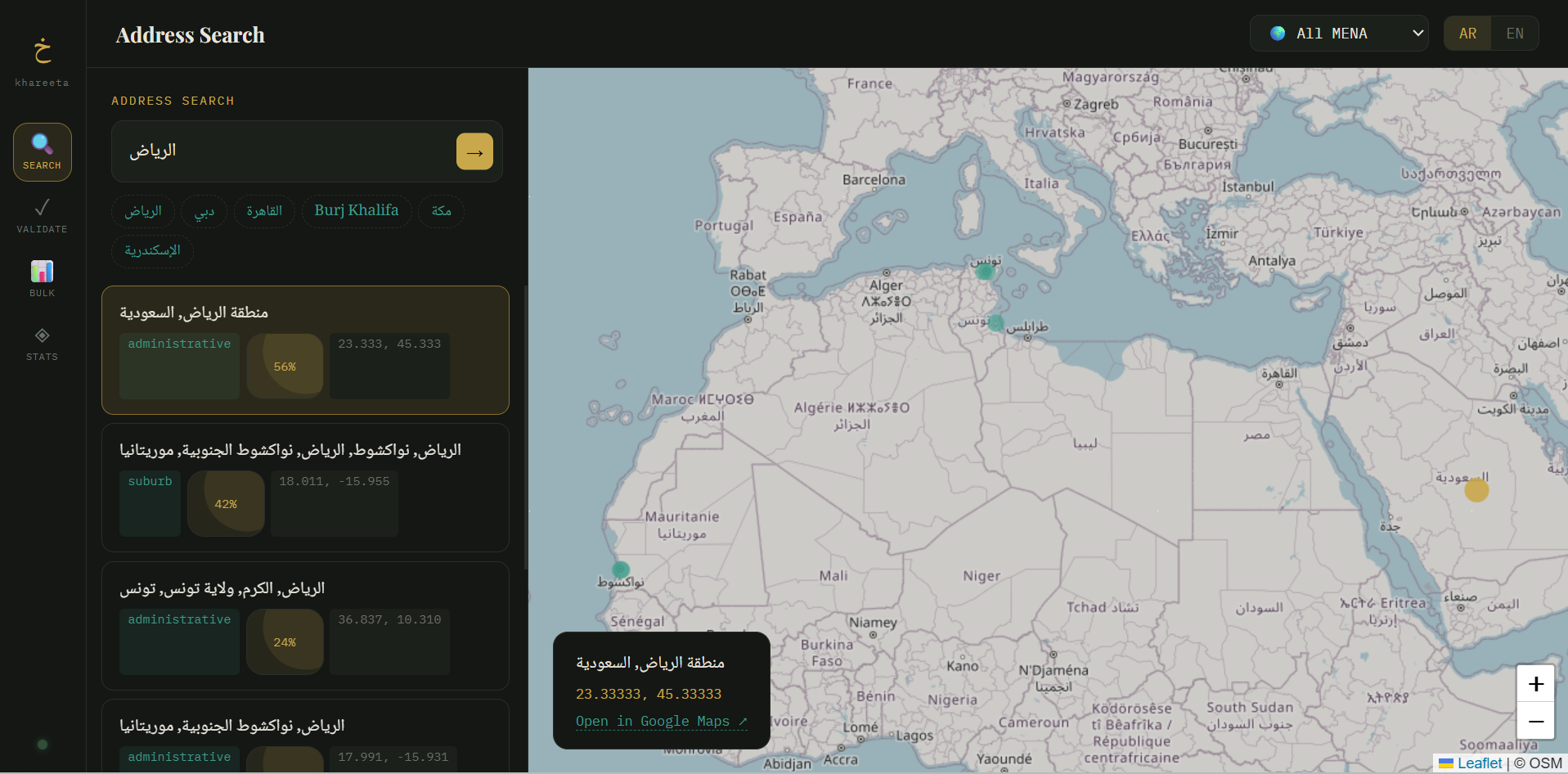 Arabic Address API Screenshot
