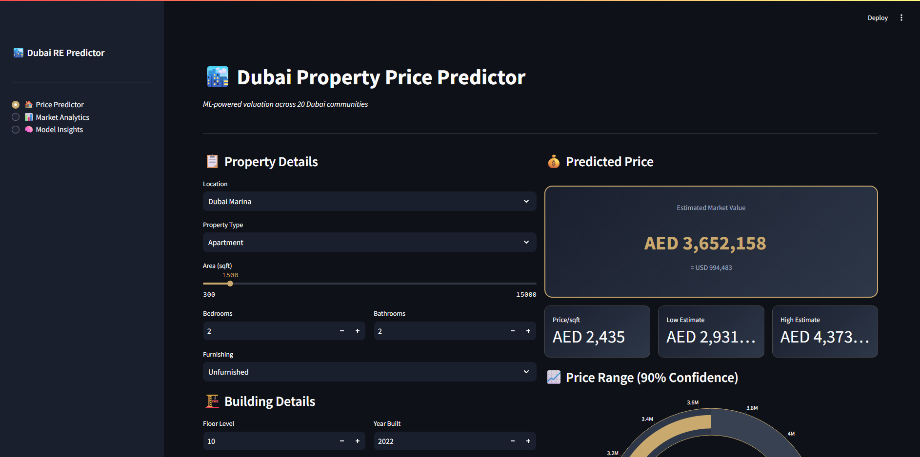 Dubai Real Estate Predictor Screenshot