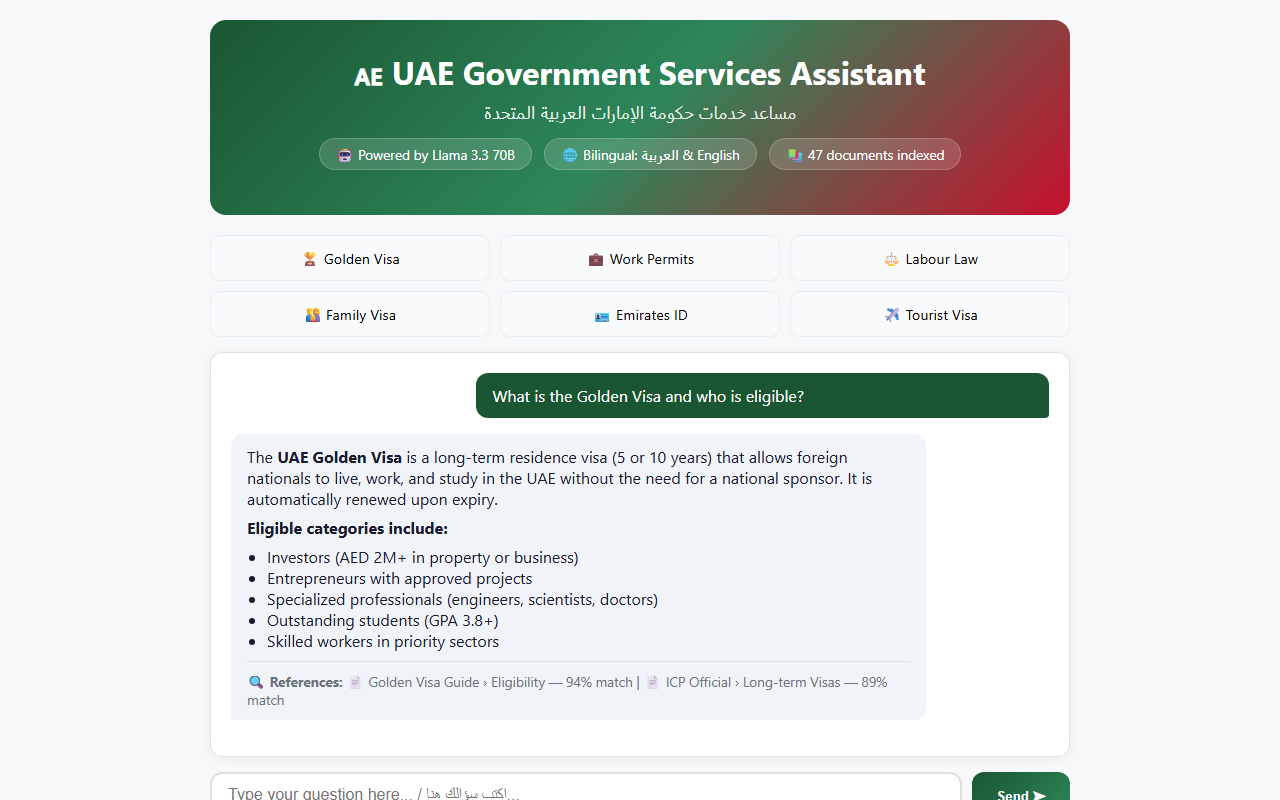 UAE Government Services Assistant Screenshot